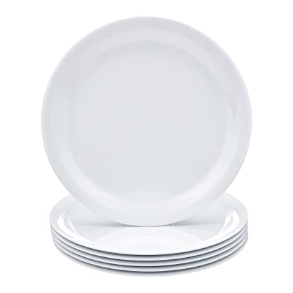 AmazonCommercial 9 in. White Melamine Plate - 6 Piece Set