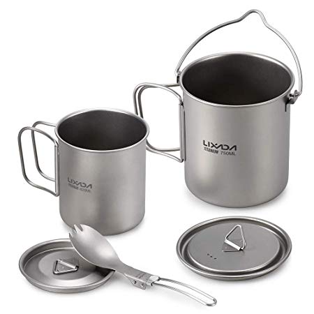 Lixada Camping Stove-Cookware Mess Kit-Wood Burning Stove-Lightweight,Compact,Durable Pot Pan Bowls Kettle Folding Spork for Backpacking & Hiking Cooking Equipment(Optional)