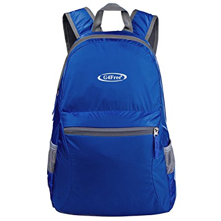 G4Free 25L Foldable Ultra Lightweight Tear & Water Resistant Handy Packable Backpack for Outdoor Walking, Camping, Traveling, Cycling, Holiday or Multipurpose Daypacks (F-Medium Blue)