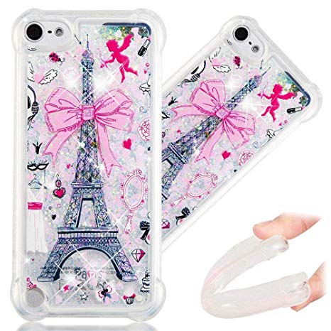 LEECOCO Case iPod Touch 6 Bling Glitter Liquid Sparkle Floating Crystal Printing Flower TPU Silicone Rubber Bumper Shockproof Protective Case Cover iPod Touch 5th YB-LS Tower