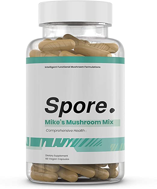 Spore Mike’s Mushroom Mix Intelligent Functional Mushroom Formulations 60 Vegan Capsules (30 Day Supply) 10 Potent Functional Mushrooms, Lion’s Mane, Cordyceps, Reishi Anti-Inflammatory & Immune Boost