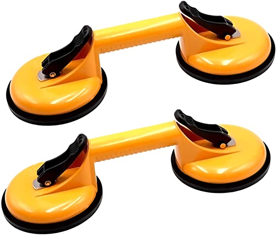 SZILBZ Heavy Duty Dual Suction Cup, Glass Lifter,Yellow, 100 kg Lifting Capacity - 2 PCS
