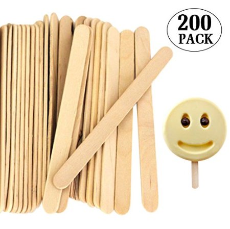 Acerich Novelty Wooden Ice Cream Sticks Treat Sticks Freezer Pop Sticks Wooden Sticks for Ice Cream Bars, 4.5 Inches Length, Set of 200