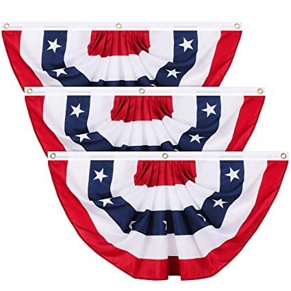 Tatuo Patriotic Decorations, 4th of July Pleated Fan Flags American US Bunting Flag Stars and Stripes Flag Banner for Independence Day Memorial Day and Labour Day (6 Pieces,1.5 x 3 feet)