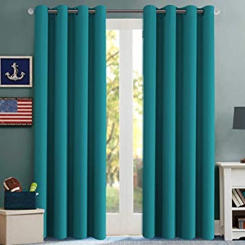 H.VERSAILTEX Blackout Room Darkening Window Treatment Curtains,Grommet Drapes,52 by 96 - Inch - Turquoise Blue - Set of 2