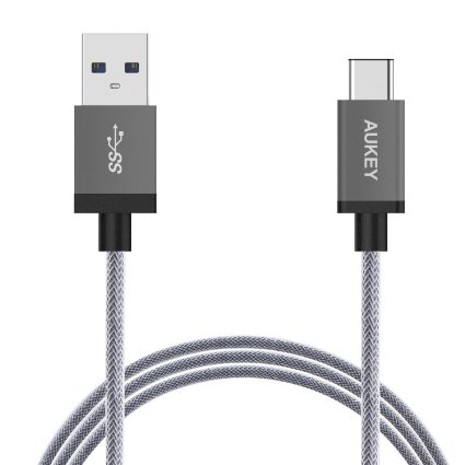 AUKEY USB-C to USB 3.0 Cable Braided (3.3ft) for MacBook, ChromeBook Pixel, Nexus 5X, Nexus 6P and More