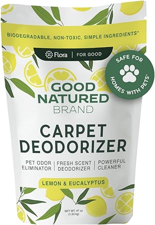 | Carpet Deodorizer & Freshener Powder | Pet Odor Eliminator for Strong Odor & Pet Urine | Fresh Natural Lemon & Eucalyptus Scent | Biodegradable, Safe for Homes with Pets - 47oz