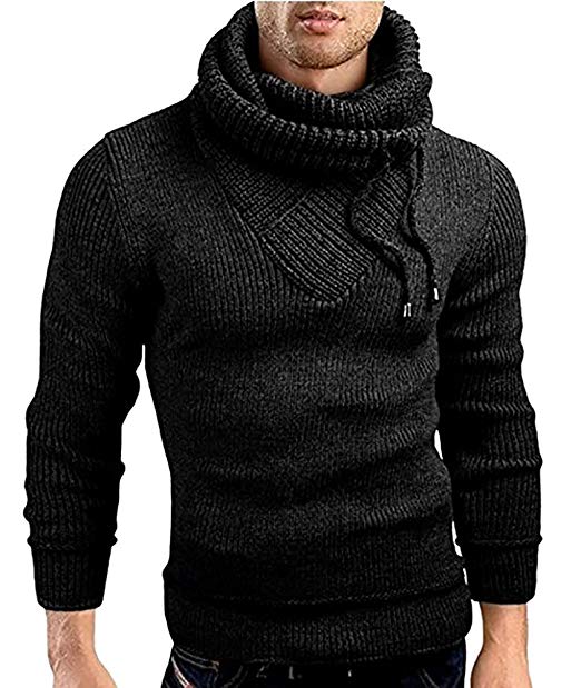 Ferbia Men's Thick Coat Cashmere Turtleneck Sweater Cardigan Male Wear Wool Sweater Lapel Tide