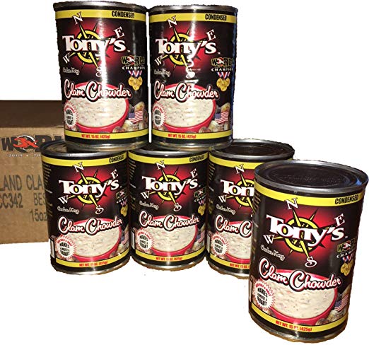 Tony’s Clam Chowder, 3X World Champion, 15oz ounce (Pack of 6)
