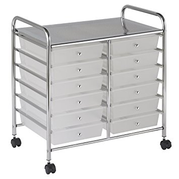 ECR4Kids 12-Drawer Mobile Organizer, 25.75" H, White