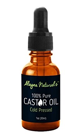 Alayna(TM) Organic Castor Oil - 100% Pure and Cold Pressed - For Hair, Eyelashes, Eyebrow, Skin and Face - Used for Growth and Strength Treatment - 30 Days Money Back Guarantee, 1oz(30ml)