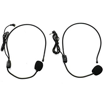 Set of 2 Headset Microphone, Flexible Wired Boom for Voice Amplifier,Teachers, Speakers, Coaches, Presentations, Seniors and More,Black