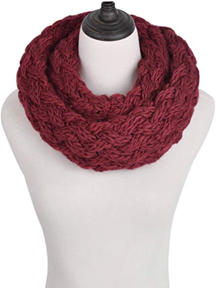 Premium Solid Winter Criss Cross Knit Thick Infinity Loop Circle Scarf