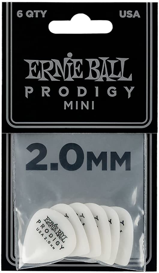 Ernie Ball Prodigy Guitar Picks, White, 2.0 mm mini