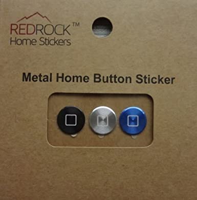 Classic Square Black Silver Blue 3 Pieces Aluminum Metal Home Button Stickers for iPhone 5 4/4s 3GS 3G, iPad 2, iPad Mini