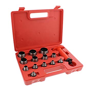 ABN | Hollow Punch Kit Leather Punches Tools Hole Punch Set Gasket Punch Set Gasket Cutter 3/16” to 1-3/8” Inch (5-35mm)