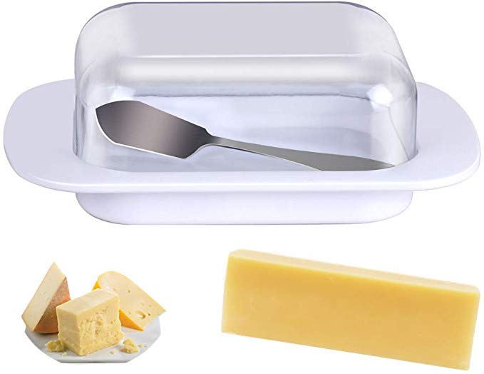 Choppie Butter Dish with Lid, Acrylic Cover Butter Keeper, Plastic Butter Dishes with Clear Covers, Butter Keeper with Knife, Durable and Butter Dish, Storage Trays for Butter and Cheese