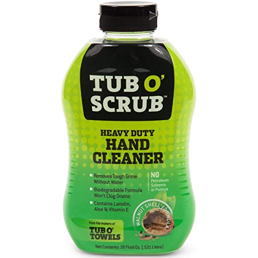 Tub O' Scrub Heavy Duty Hand Cleaner - Remove Grease, Oil, Dirt, and Paint, Pumice Free - 18 oz. Squeeze Bottle