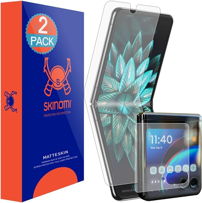 Skinomi Matte Screen Protector Compatible with Motorola Razr , Plus (2023) (2-Pack) Anti-Glare Matte Skin TPU Anti-Bubble Film