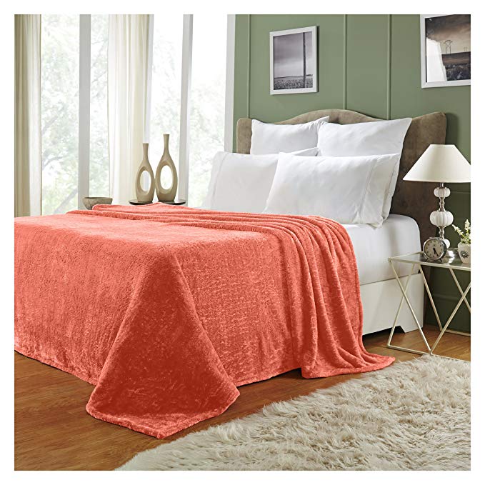 Superior Quality All-Season, Plush, Silky Soft, Fleece Blankets and Throws, Coral, Full/Queen