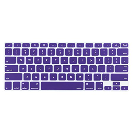 Mosiso Keyboard Cover for MacBook Pro 13 Inch, 15 Inch (with or without Retina Display, 2015 or Older Version) MacBook Air 13 Inch, Ultra Violet