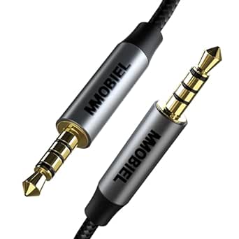 MMOBIEL 3.5mm Audio Stecker zu Stecker Aux Kabel - 4-Pol TRRS Buchsen - Aux zu Aux Kabel - Verlängerungskabel - Audio und Mikrofon Funktion - Kompatibel mit Headset, Kopfhörer, Telefon usw. - 1M