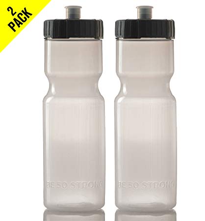 50 Strong Sports Squeeze Water Bottle 2 Pack – 22 oz. BPA Free Easy Open Push/Pull Cap – USA Made