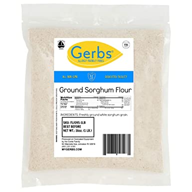 Gerbs Sorghum Flour 1LB, Top 14 Food Allergen Free & NON GMO