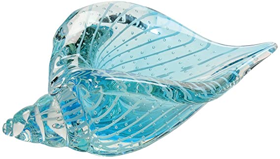 Art Glass Clear Blue Shell
