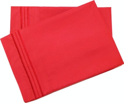 Mezzati Luxury Set of 2 Pillow Cases - Sale - High Quality 1800 Prestige Collection Brushed Microfiber Bedding - Money Back Guarantee (Red, Set of 2 Standard Size Pillow Cases)