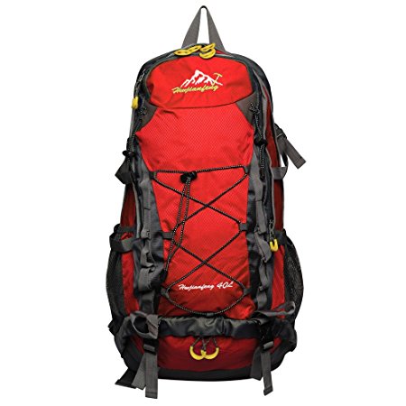 Sshining 40L Hiking Daypack Lightweight Camping Backpack Water Resistant Travel Daypack Red