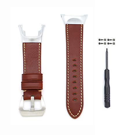 Demupai Replacement Band Strap Cowhide Leather Watch Band for Suunto Ambit 2/2S/2R/3 Sport/3 Run/3 Peak (Brown)