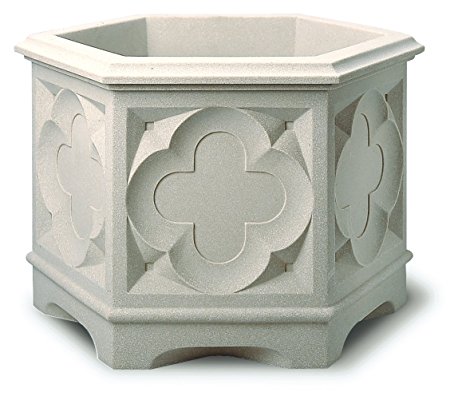 Stewart Gothic Hexagonal Planter, 39 cm - White Stone