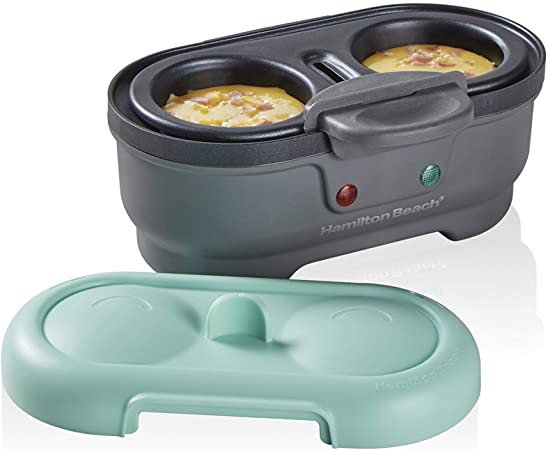 Hamilton Beach Electric Egg Bites Cooker & Poacher Removable Nonstick Tray Makes 2 in Under 10 Minutes, Teal (25506)