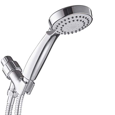 Hoimpro High Pressure Handheld Shower Head w/Water Saving, Powerful Shower Spray, Long Flexible Stainless Steel Hose, Adjustable Mount, Multi-functions, for Massage, Rainfall, Spa - Chrome