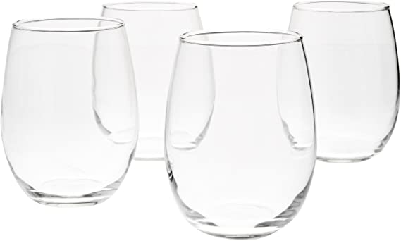 AmazonBasics Stemless Wine Glasses, 15-Ounce, Set of 4