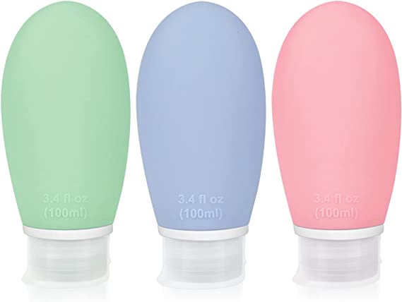 100ml Silicone Travel Bottle, Opret 3 Pack Leak Proof Refillable Squeezable Containers 3.4oz for Liquid Shampoos, Soap and Toiletries, BPA Free and TSA Approved