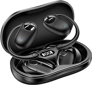 kurdene Open Ear Headphones,Bluetooth 5.3 Wireless Sports Earbuds-Black