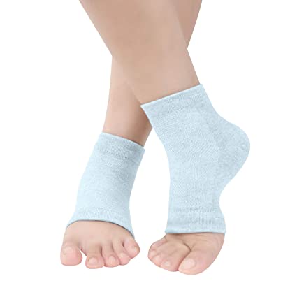 Vented Moisturizing Gel Heel Socks, Toeless Spa Sock for Foot Care Treatment, Cracked Heels, Dry Feet, Foot Calluses Green