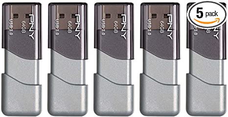 PNY 64GB Turbo Attaché 3 USB 3.0 Flash Drive 5-Pack