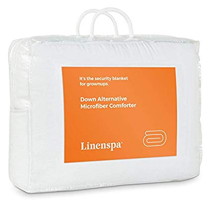 LINENSPA All-Season Reversible Down Alternative Quilted Comforter - Corner Duvet Tabs - Hypoallergenic - Plush Microfiber Fill - Box Stitched - Machine Washable - Sand/Mocha - Oversized King