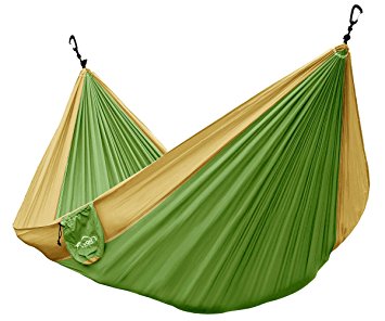 Lamoo Single Camping Hammock - Ultralight Portable Nylon Parachute Hammocks for Backpacking, Travel, Camping, Beach, Tree Ropes & Aluminum Wiregate Carabiners Included ¡­