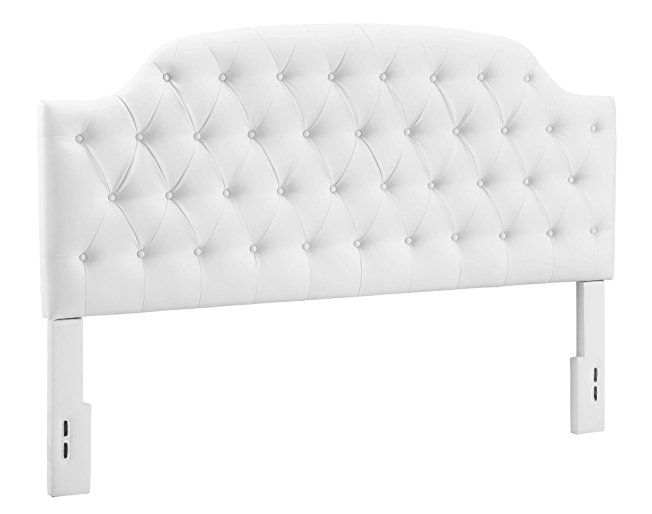 Dorel Living Lyric Button Tufted Faux Leather Headboard, King, White