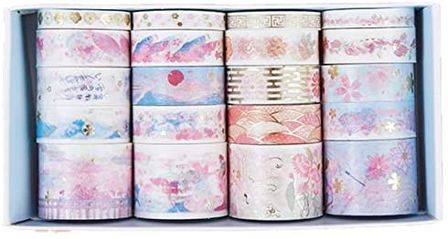 Bronzing Washi Tape Set, 20 Rolls Vintage Masking Tape, Nostalgic Style Decor Colorful Tapes for Scrapbook, DIY Crafts, Bullet Journal Supplies, Planners, Card/Gift Wrapping (Green Vegetation)