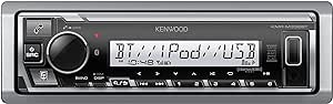 KENWOOD KMR-M332BT Car & Marine Stereo - Single Din, Bluetooth Audio, USB MP3, Aux in, AM FM Radio SiriusXM Ready, Weatherproof, Multi Color Illumination