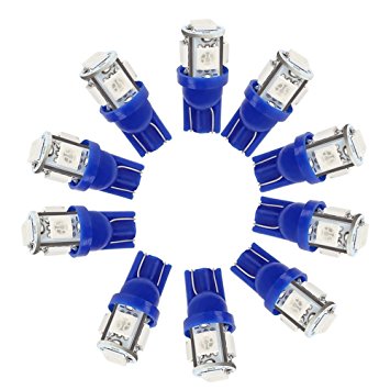 iTimo 10pcs 194 Led Bulb 168 Bulb 5-SMD 5050 T10 Led Light Bulbs For Car Interior Light (Blue)