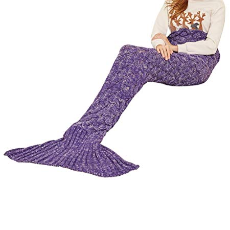YEAHBEER Mermaid Tail Blanket for Adult,Cozy Super Soft All Seasons Sleeping Blankets,Mermaid Blanket Best Gifts for Girls-Women(71"x 32") (Fish Scales Purple red)