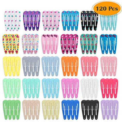 anezus 120 Pcs Hair Barrettes Metal Cute Snap Clips for Girls Women Kids Toddlers Baby