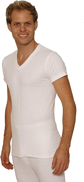 Octave 2 Pack Mens Thermal Underwear Short Sleeve 'V'-Neck T-Shirt/Vest/Top