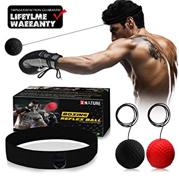 Safedealshop Xnture Boxing Reflex Ball Gear,2 Colors Boxing Ball with Headband, Perfect for Reaction, Boxing Training, Punching Speed, Fight Skill and Hand Eye Coordination Training (W/Gift Box)